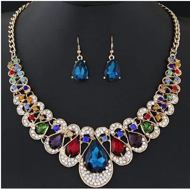

F&U Elegant Bridal Wedding Jewelry Waterdrop Crystal Necklaces Fine for Women
