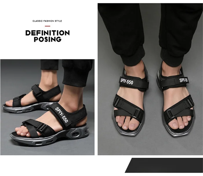 Новые мужские сандалии на воздушной подушке, пляжная обувь высокого качества, амортизирующие Вьетнамки, удобные черные мужские сандалии