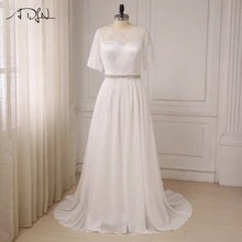 ADLN Women Plus Size Wedding Dresses Short Sleeve Lace Top Chiffon Beach Wedding Gowns Vestido De Novia New Arrival