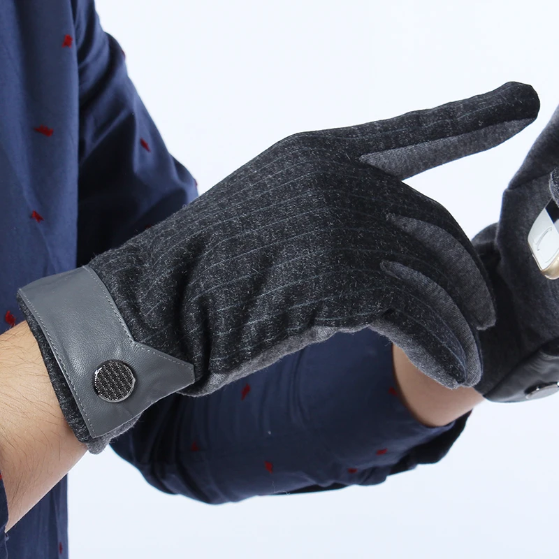 REALBY Fashion New Men Winter Warm Gloves Black Brown thicken thermal