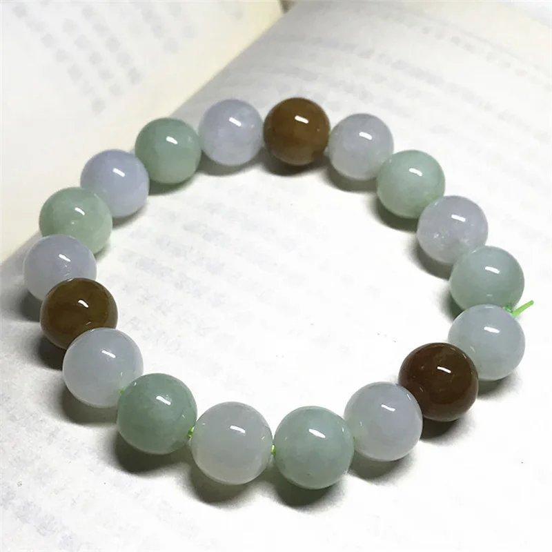 

Level A Natural Myanmar Jadeite Bracelet Round Beads Emerald Hand String Buddha bead Bangle Gift For men Jade Stone Jewelry