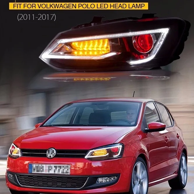 VLAND производитель автомобильный головной светильник для Polo светодиодный головной светильник 2011 головной светильник с движущимся поворотным сигналом ксеноновый HID проектор Объектив