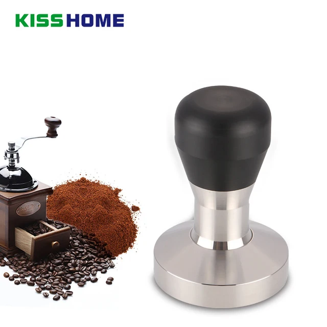 Special Offers 304 Stainless Steel Base Black Silicone Handle Tamper Coffee Powder Hammer 51/53/57/57.5/58mm Customized Coffee Accessories