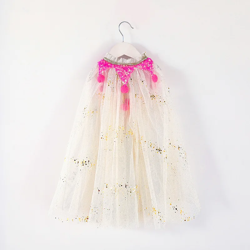 Vestido para Fora Festa de Aniversário Natal Tamanho Meninas Manto Lantejoulas Bola Tull Xale Crianças Cabolsa Praia Arco-íris Envoltório Princesa Traje um 28 Mamãe e Bebê