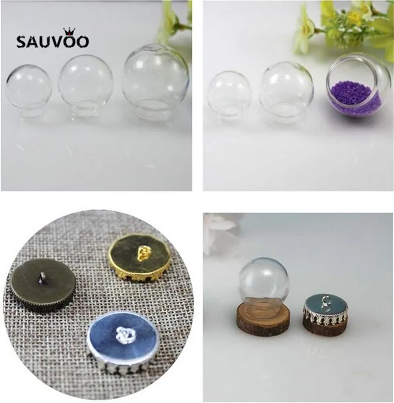 Sauvoo 5 шт./лот украшение с кристаллами Глобус шарообразный стеклянный флакон диаметр 25 мм/30 мм для самодельного ожерелья с кулоном изготовление, поиск ювелирных изделий