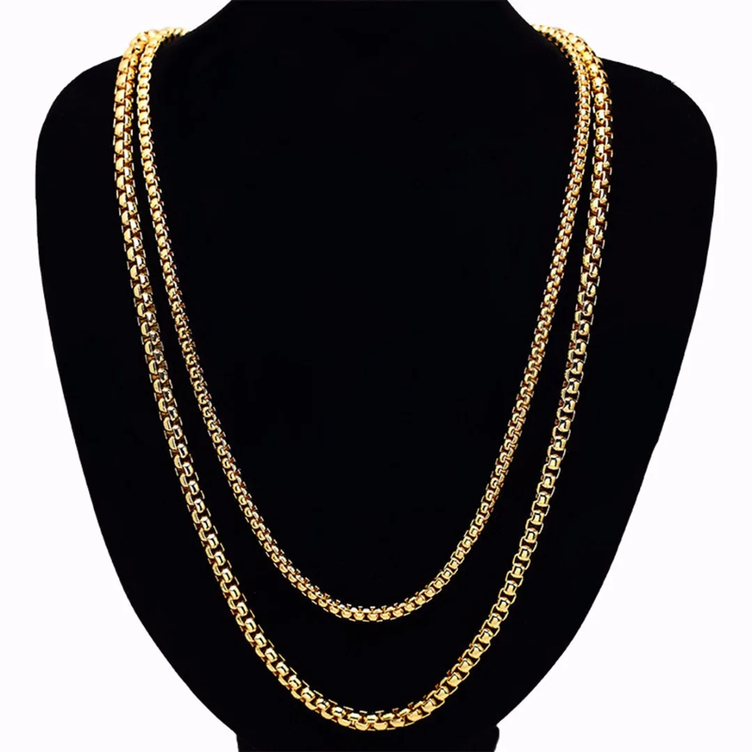 Unisex Solid Gold Necklace Chains Fashion DIY Jewelry 29inch Mens Hip