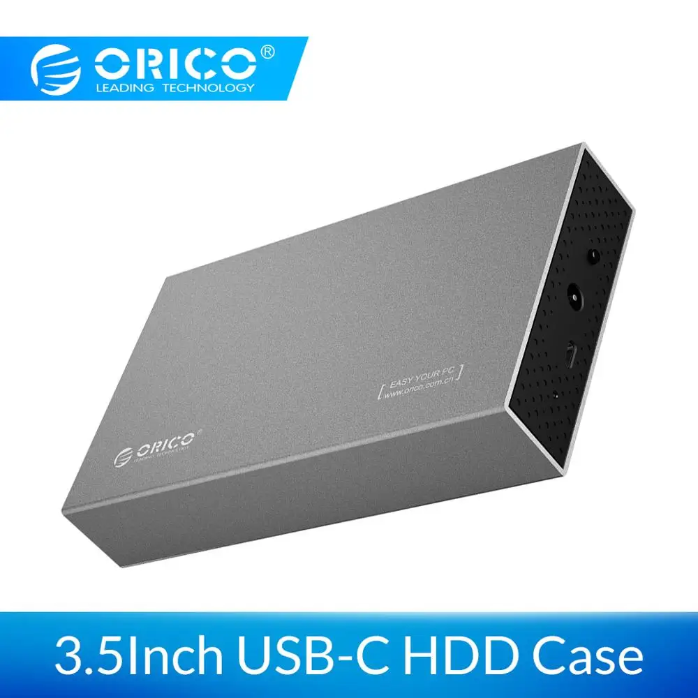 ORICO 3,5 ''type-C HDD чехол USB3.1 для SATA 3,0 Gen1 алюминиевый корпус для жесткого диска 6 Гбит/с Поддержка 10 ТБ HDD с адаптером питания 12 В