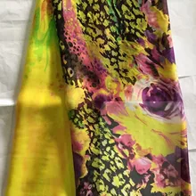 Высококачественная популярная 5 ярдов африканская шелковая шифоновая кружевная ткань для женского платья эластичная Высококачественная шелковая ткань с принтом LXE-13