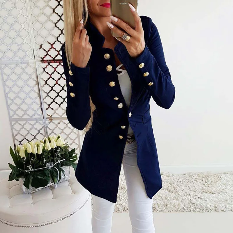 

Women Ladies Casual Single-breasted Formal Long Blazer Jacket Slim Fit Coat GDD99