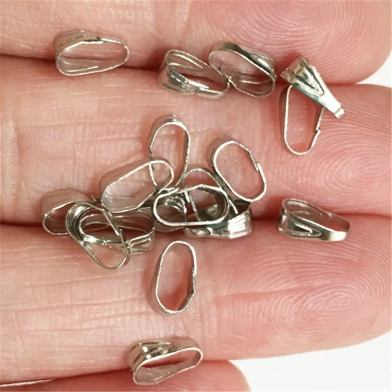 100Pcs Metal Snap Clip Pinch Bails for Pendant Jewelry Making Clasps Connector Findings DIY Necklace