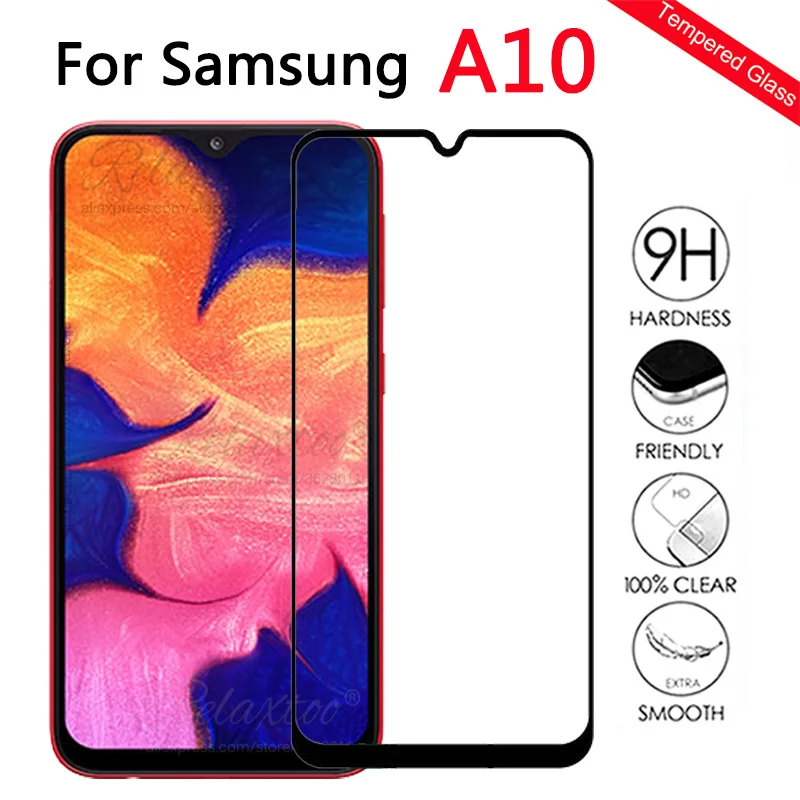 Защитное стекло для Samsung A10, защитная пленка для экрана для Samsung Galaxy A10, закаленное стекло a 10 sm-A105F A105, пленка для экрана 9h - Цвет: Black