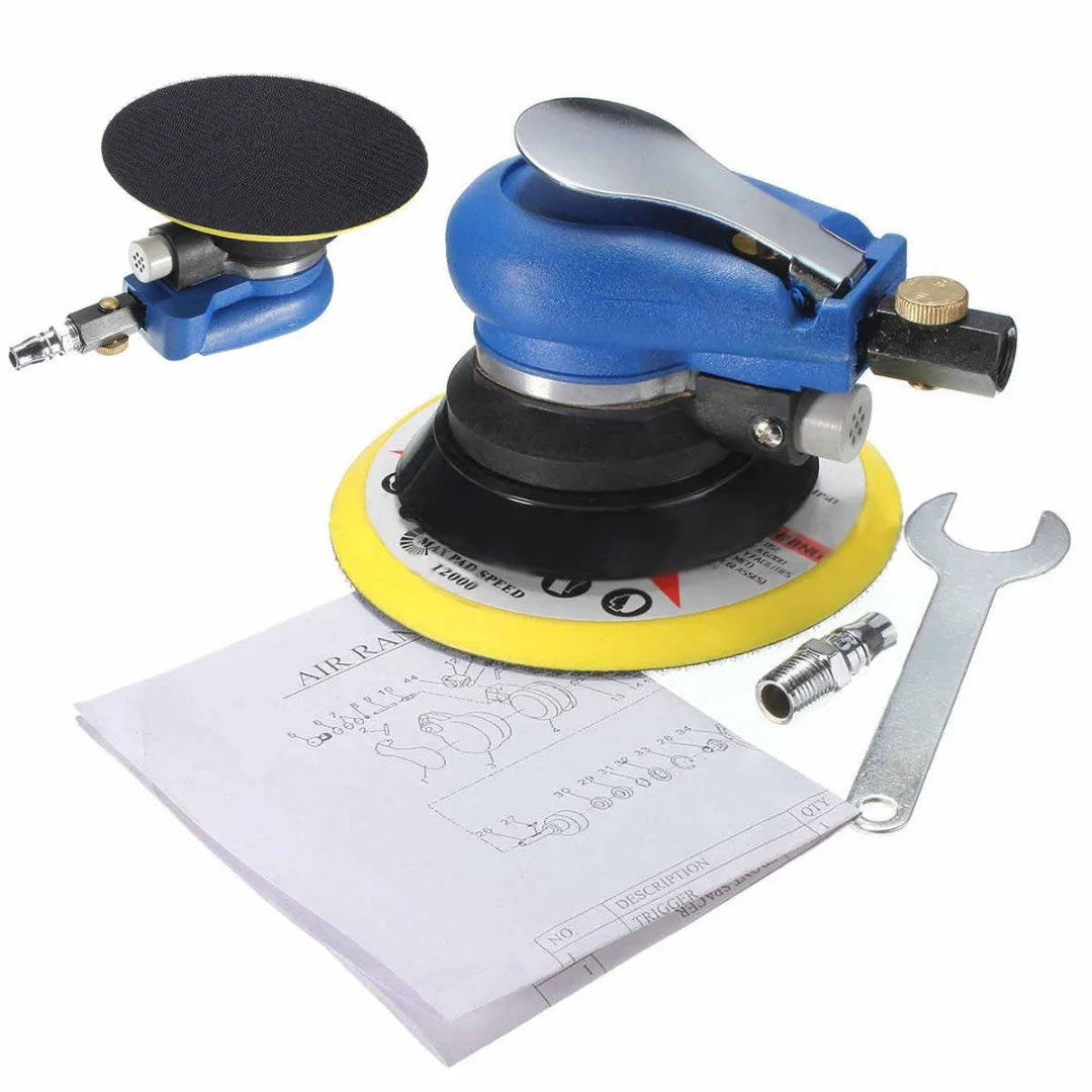 6" Air Random Orbital Palm Sander Auto Body Orbit DA Sanding Pad Vacuum Polisher