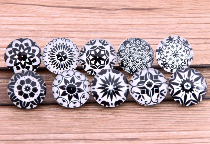 JACK88 New 20pcs/lot Mix Styles Black Decorative 18mm Glass Snaps Fit Ginger Snaps Buttons Jewelry Snaps Bracelets M932 Jewelry Findings
