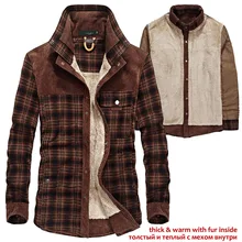 YIHUAHOO зимняя рубашка мужская Толстая теплая меховая подкладка флисовая бархатная Повседневная хлопковая рубашка мужская одежда шерстяная рубашка в клетку Мужская 13136