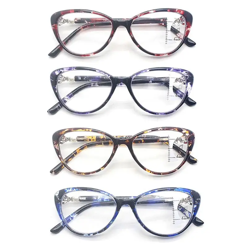 

Anti Blue Light Progressive Multifocal Reading Glasses Retro Cat Eye Frame Near Far Sight Diopter Eyewear TR90