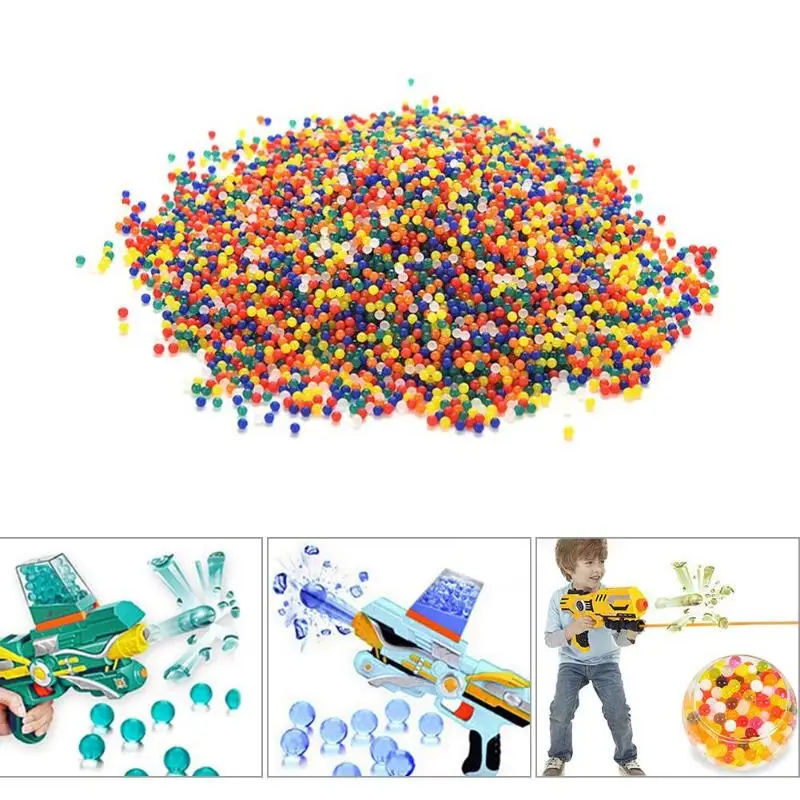 10000 шт Кристальные водопоглощающие шарики смешанные цвета водопоглощающие пулевые игрушки нетоксичные шарики Дети Детская игра на открытом воздухе реквизит
