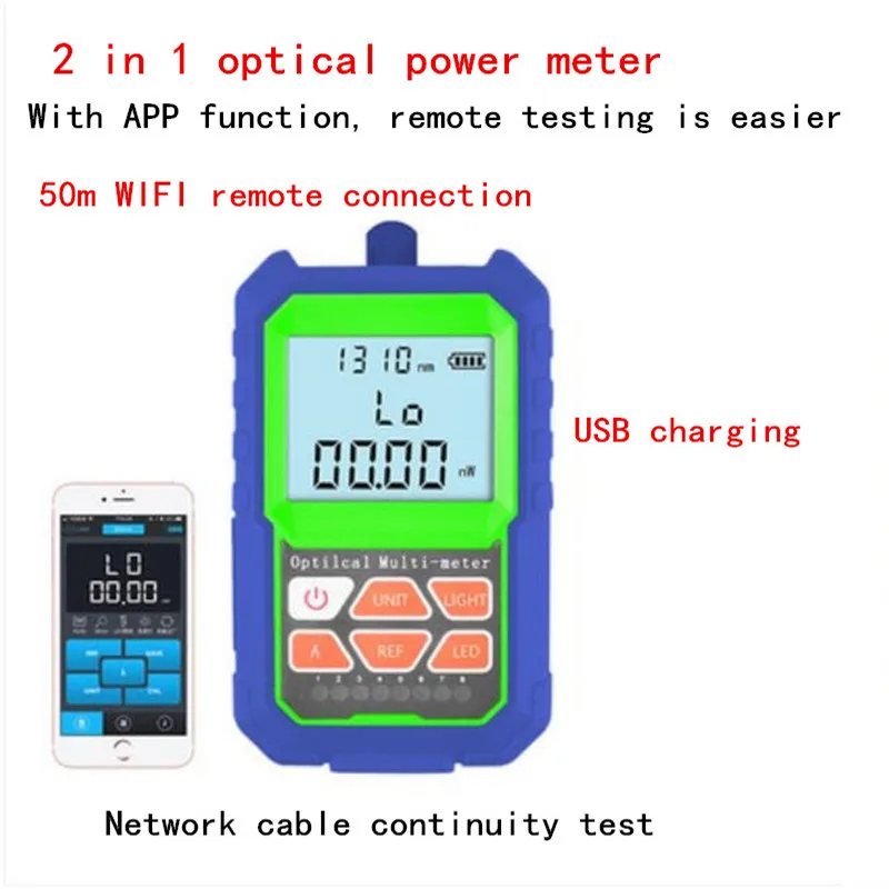 2 в 1 точность оптического Мощность метр с RJ45 волокно Тесты er самокалибровки с 6 длин волн, с приложением, может Тесты удаленно
