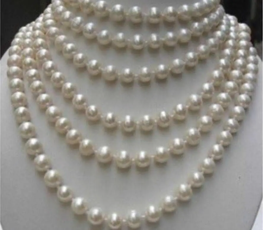 

FREE SHIPPINGLONG 100 INCHES AA+ 8-9MM WHITE Akoya Cultured PEARL NECKLACE MY4530 (A0511)
