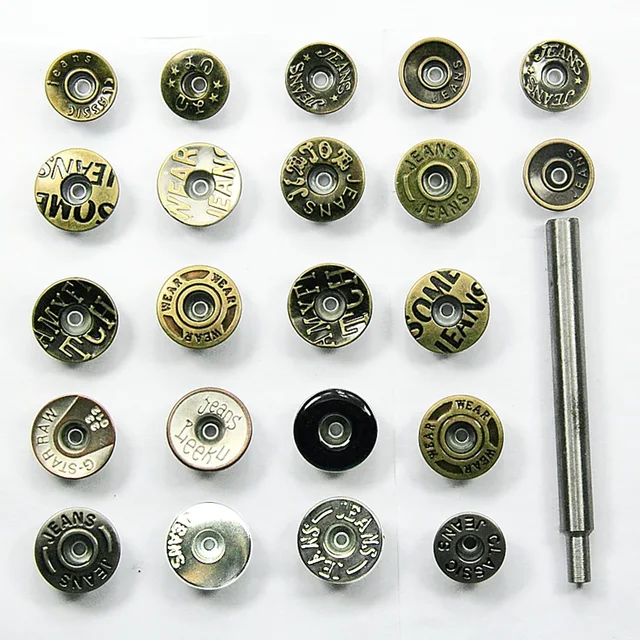 1 pcs Tool +25pcs Tack Snap Button Stud Rivet Metal Hollow Jeans