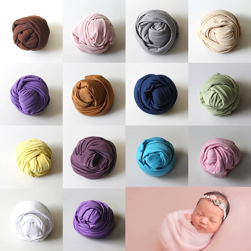 

40*160cm Stretch Wrap Newborn Photography Props Accessories Baby Boy Girl Soft Elastic WrapsBlanket Multi-Colors Swaddlings