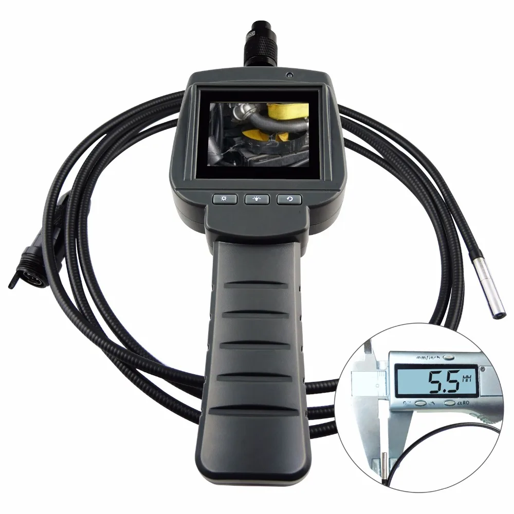 

Flexible Snake Scope 5.5mm Diameter w/ 4 LED 2M Cable Industrial Video Inspection Camer 180degree Rotation IP67 2.4" LCD Screen