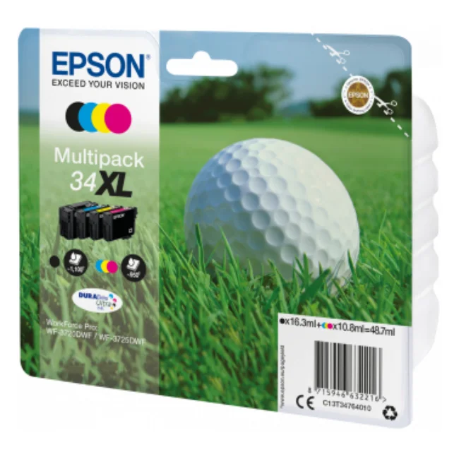 Epson Multipack 4-Colors 34XL DURABrite Ultra Ink оригинал пигментные чернила черный голубой пурпурный