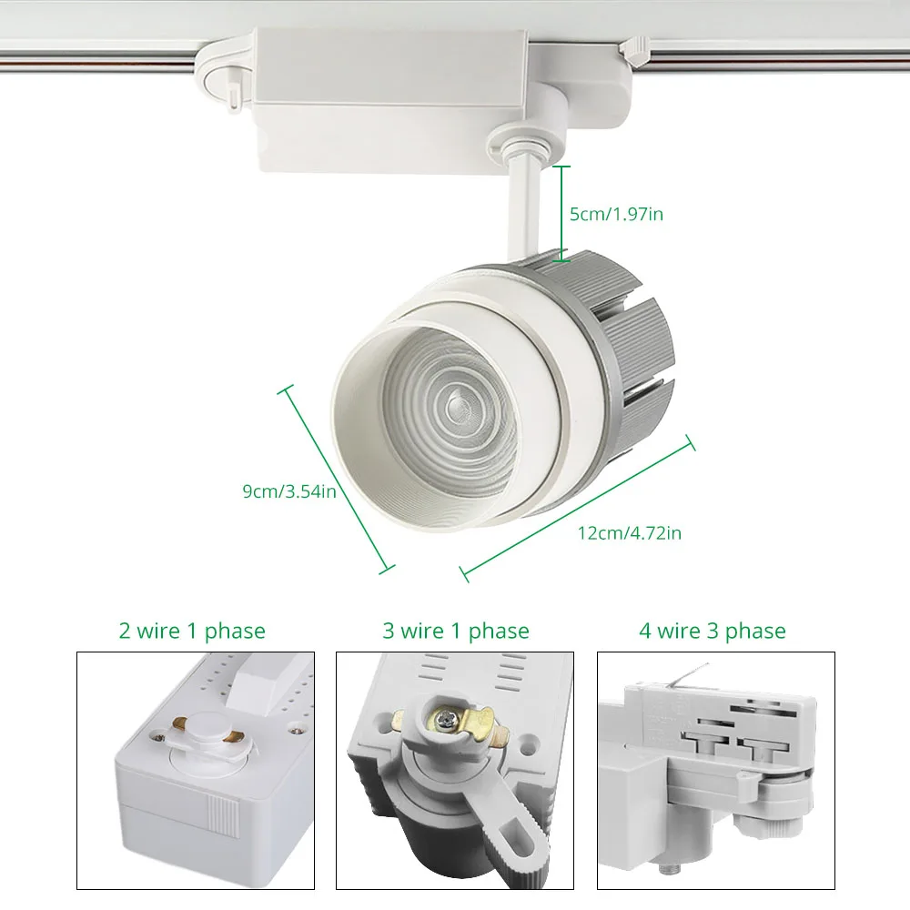 الحديثة 30 W LED أضواء المسارات التكبير الأسود السكك الحديدية متجر مخزن الإضاءة أضواء تركيبات المطبخ السقف معرض بقعة السكك الحديدية Zoommable