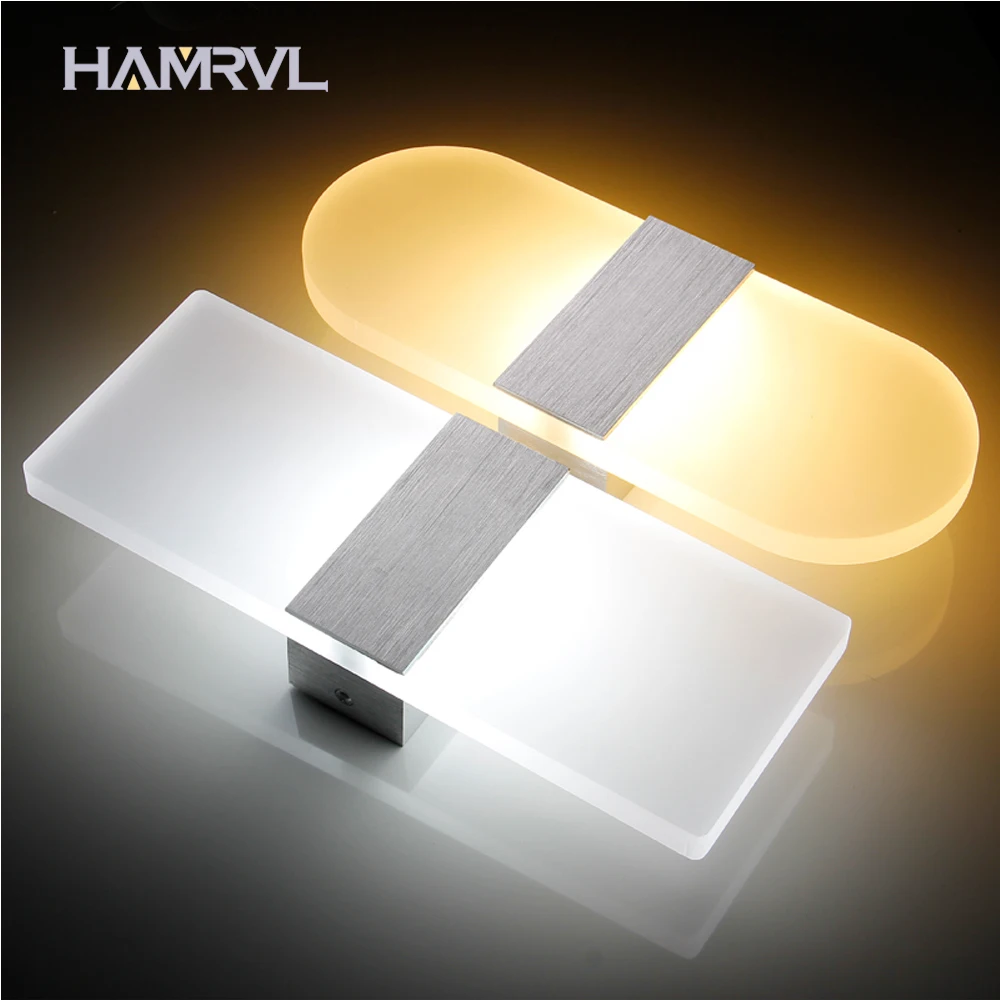 HAMRVL Мини 3W/6W Led акриловая настенная лампа AC85 265V 14/22/29/40 см Длинные теплые белые