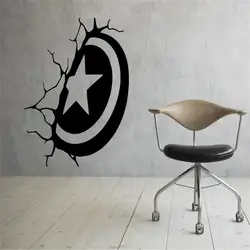 Наклейка на стену Капитан Америка щит виниловая наклейка на стену Marvel Comics украшения для интерьера дома дети съемный домашний декор
