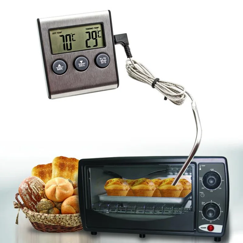Electronic Digital Food Thermometer Timer Alarm Kitchen Bbq Electronic Digital Food Thermometer Timer Alarm Kitchen Bbq Microwave Oven Grill Barbecue Cooking Baking In Temperature Gauges From Home Garden On