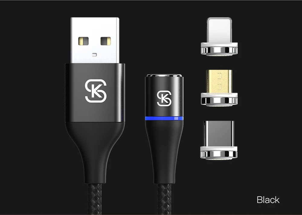 SIKAI круглый QC 3A нейлоновый Быстрый Магнитный кабель для зарядки и передачи данных 3 в 1 USB для iphone XR Xiaomi Mi samsung мобильного телефона