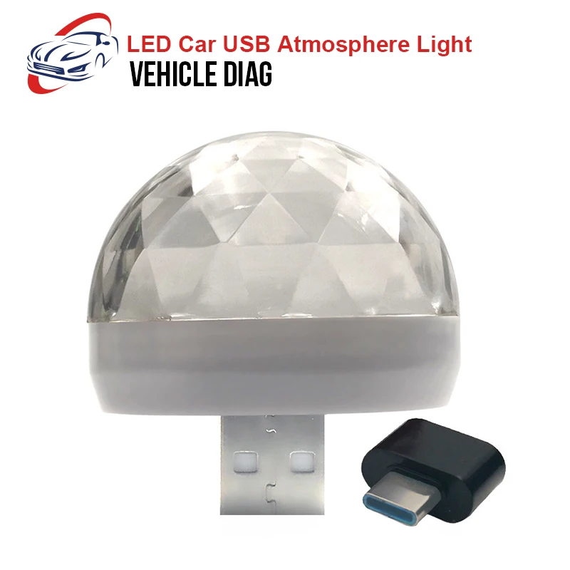 

2018 Newest LED Car USB Atmosphere Light DJ RGB Music Sound Lamp for Type-C for IOS Plug Mobile Phones Enjoying watching match