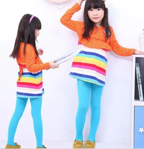 Детские Бархатные леггинсы для маленьких девочек; брюки; колготки ярких цветов для От 5 до 12 лет - Цвет: Небесно-голубой