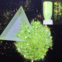 10 г/упак., 4 варианта! Смешанные шестигранники формы блестки, переливчатая Радуга сияющие цвета ломтик 3D ногтей художественные блестки пайетки