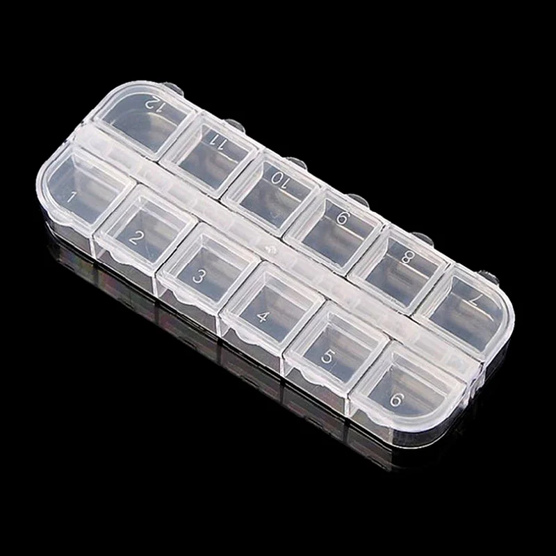 2 шт./лот 12 ячеек 13x5x1 5 см прозрачная коробка пластиковая косметическая для ногтей