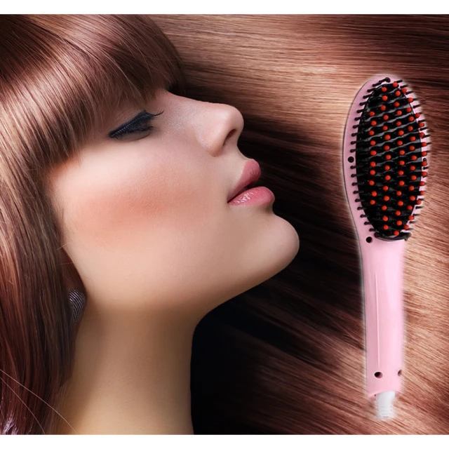 IGIA Ceramic Hair Straightening Brush in Pink (2)