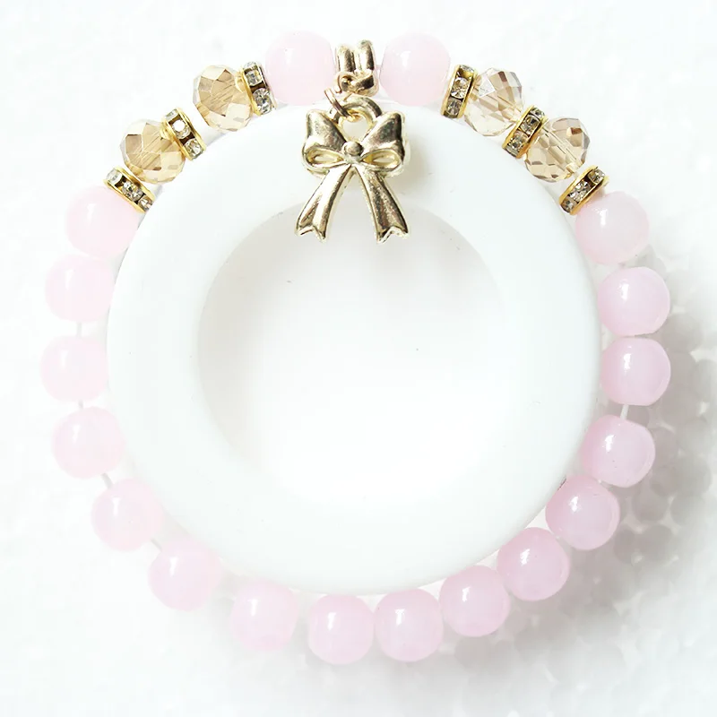 3 bow pink beads
