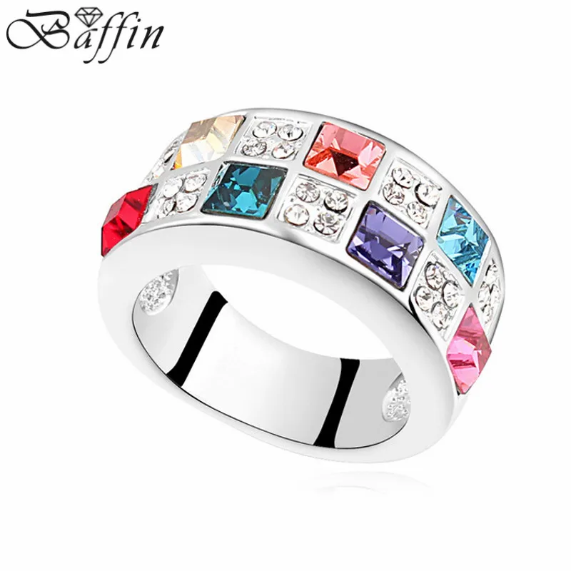 2016 new design 5 colors square setting ring Made with Swarovski ELEMENTS for Mother's Day gift