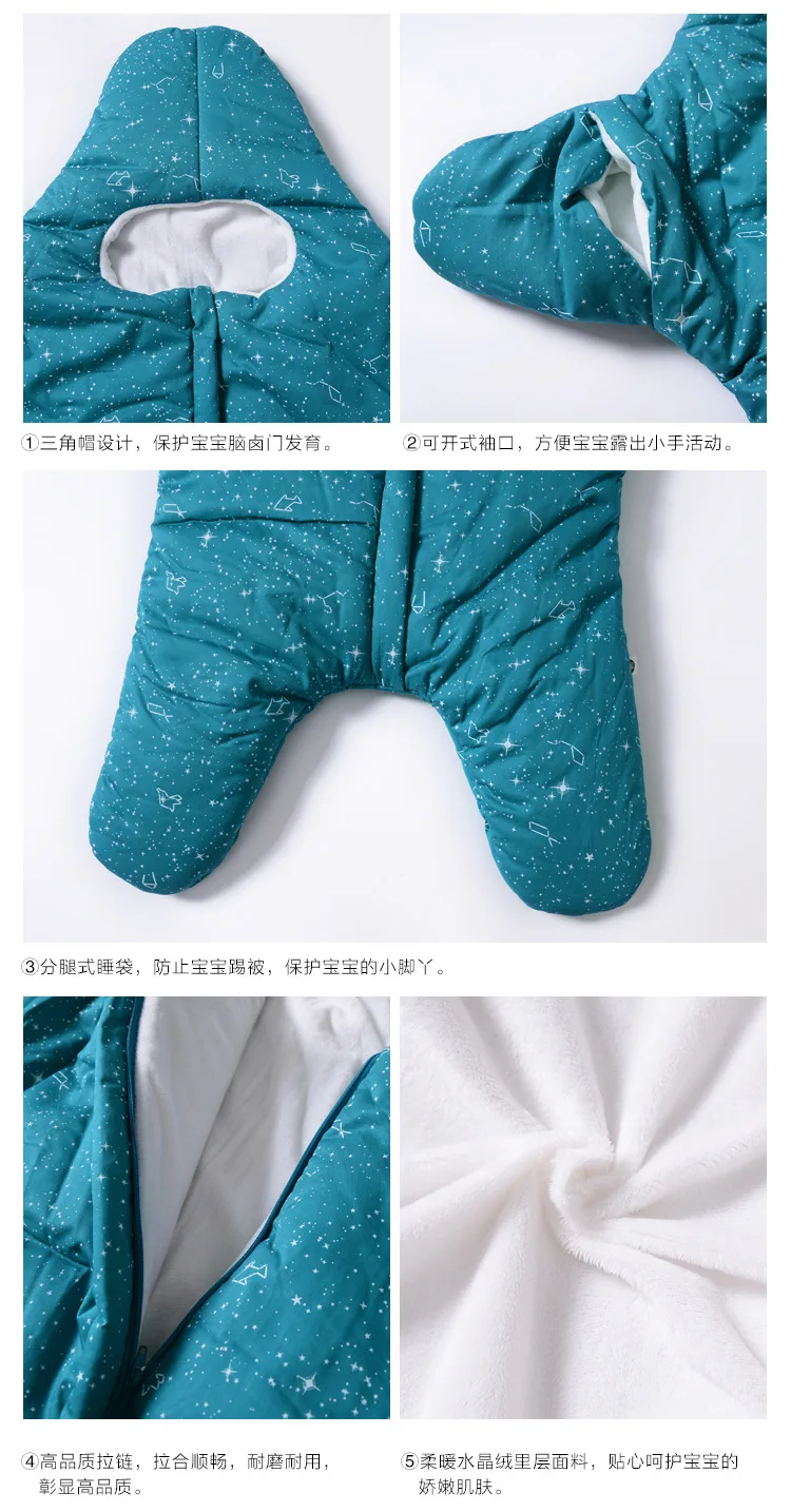 Mother Nest/спальный мешок для прогулочной детской коляски, зимний плотный теплый спальный мешок для новорожденных мальчиков и девочек, с милым рисунком морской звезды