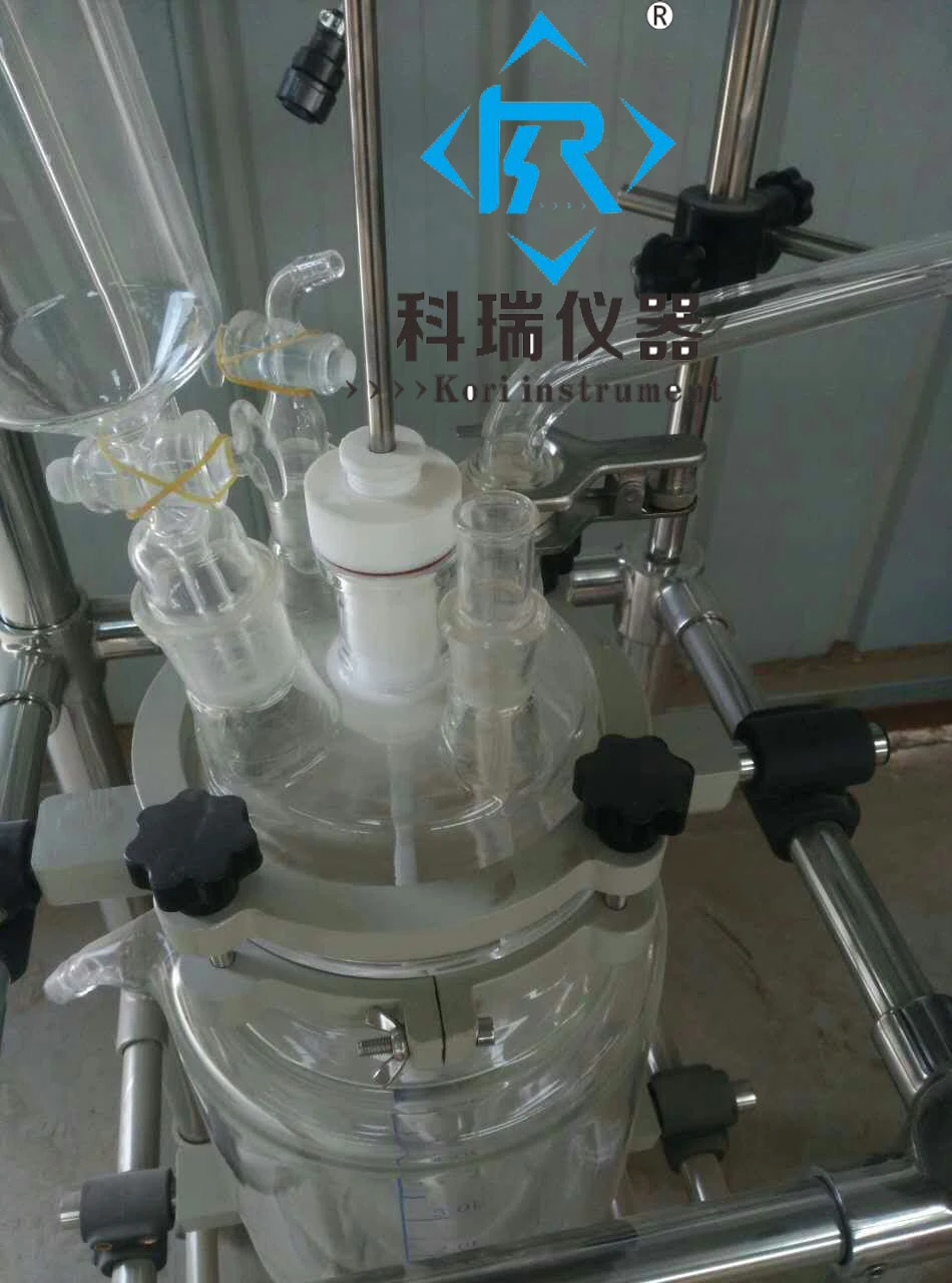 2L высокий боросиликатный GG3.3 цилиндрический двухслойный с курткой реактор стеклянный реактор из Китая производитель лаборатории