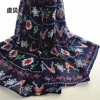 

Christmas tree elk deer snowflake voile four seasons scarves sunscreen scarf cape wrap shawl fashion christmas gifts for women