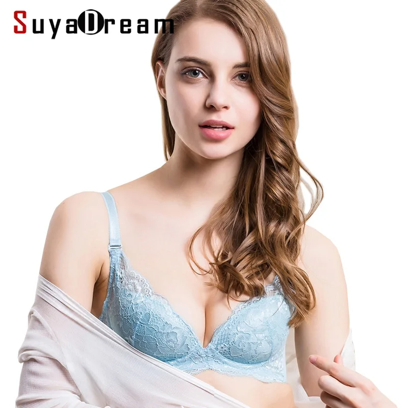 Женский кружевной бюстгальтер SuyaDream без косточек 100% натуральный шелк с