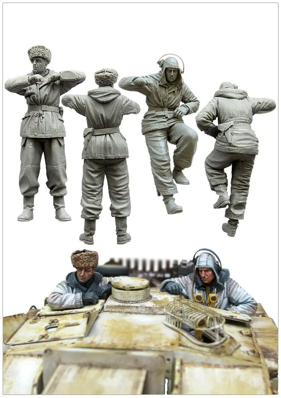 1//35 Resin Figures Model Kit WW2 German Tank Crew Wet-Cold 4 Half figures