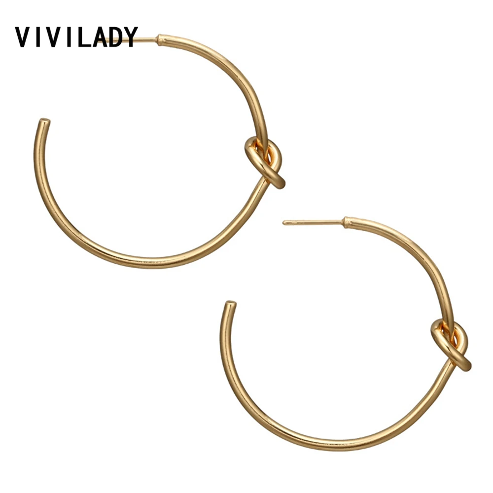 

VIVILADY New Twisted Circle Round Hoop Earrings Women Gold Silver Color African Wedding Brincos Boho Bijoux Jewelry Party Gifts