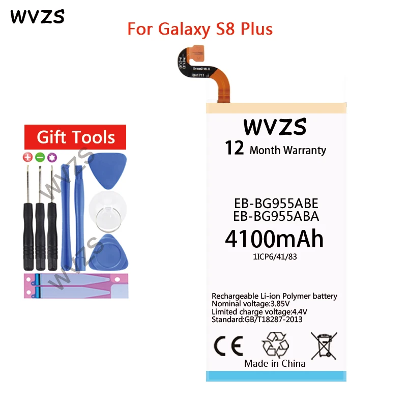 

wvzs 4100mAh Battery EB-BG955ABA EB-BG955ABE For Samsung Galaxy S8 Plus G955 G955F G955A G955T G955S G955P Replacement Batteries