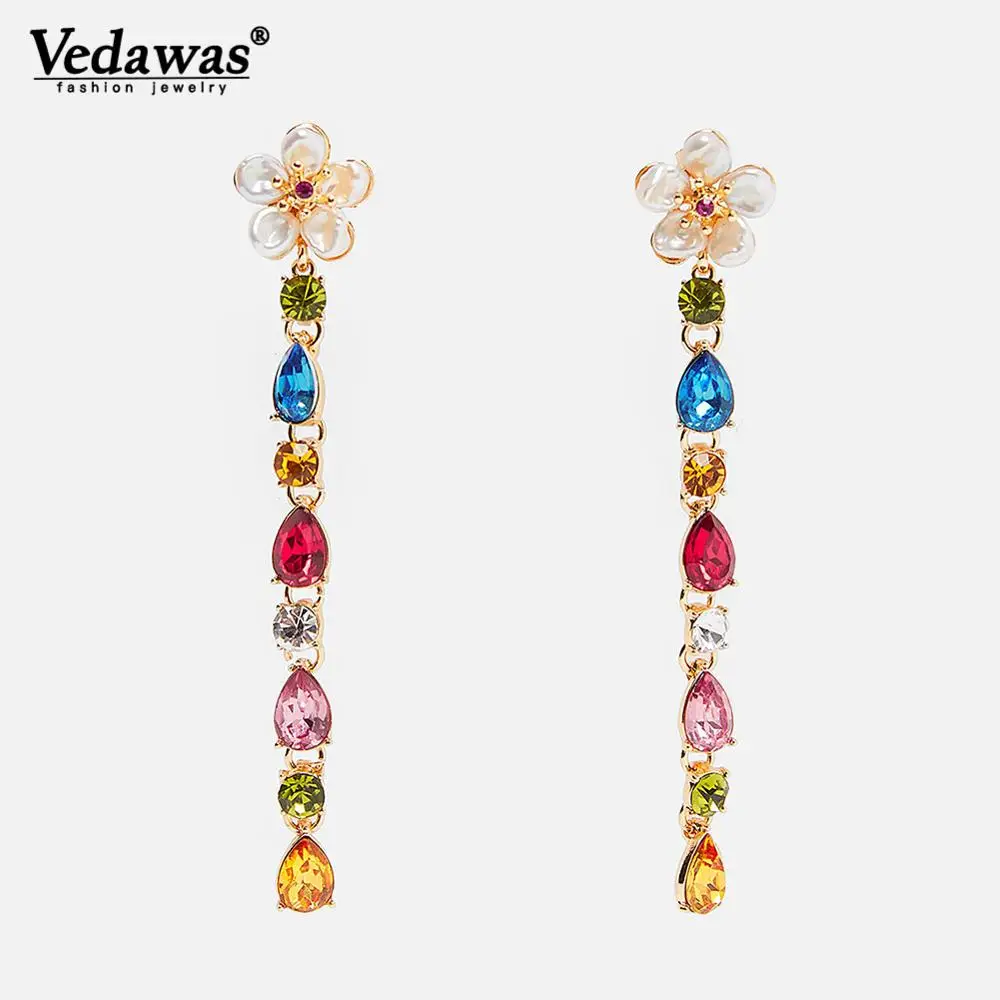 

Vedawas ZA Long Earrings Maxi Crystal Drop Earring Bohemia Summer Statement Fringed Tassel Earrings for Women Party Gifts xg3077