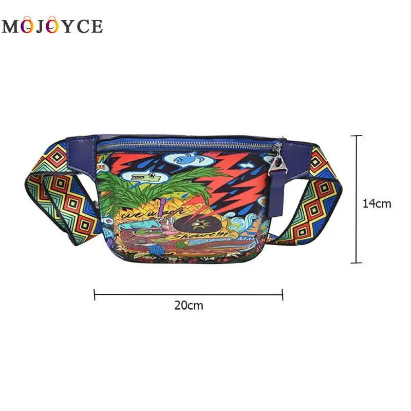 Новая модная женская поясная сумка с принтом граффити из искусственной кожи, цветная Женская поясная сумка