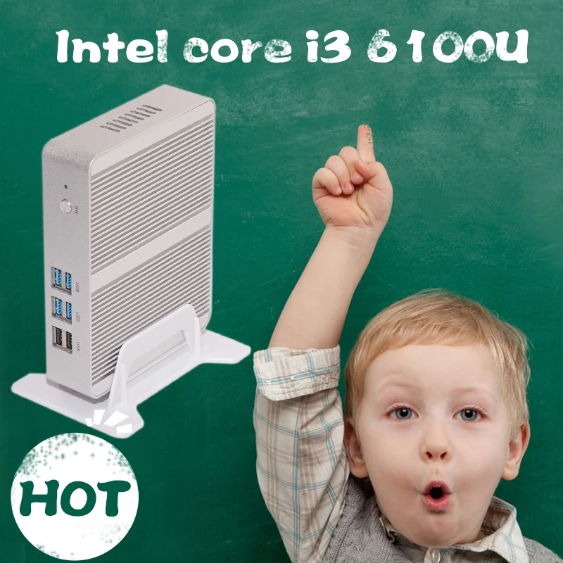 Free Shipping 6Gen Intel Core i3 6100U Skylake Mini PC 8GB RAM 128GB SSD 4K HTPC