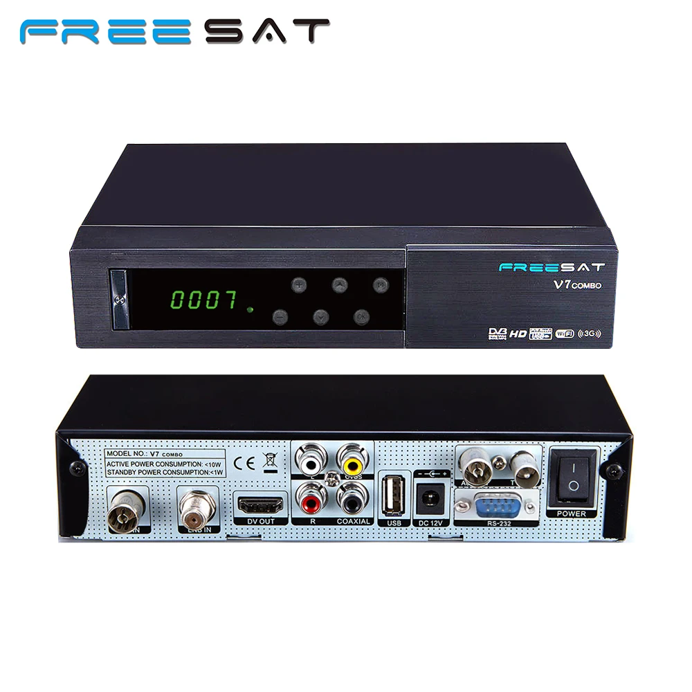 

Original Freesat V7 Combo Satellite Receiver DVB S2+DVB T2 Support PowerVu Biss Key CCcam Newcam Youtube + Freesat V7 USB WIFI