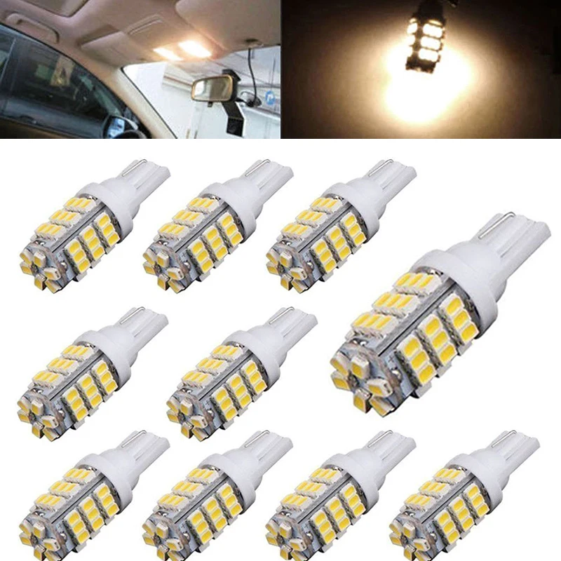 

10pcs DC 12V Warm White T10 921 194 42SMD LED RV Car Backup Reverse Light Lamps High Quality Accessories Suitable For Cars